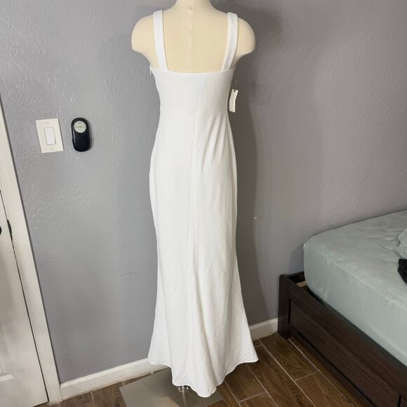 BHLDN Blake Square-Neck Stretch Crepe Maxi Dress, S, White - Picture 2 of 6